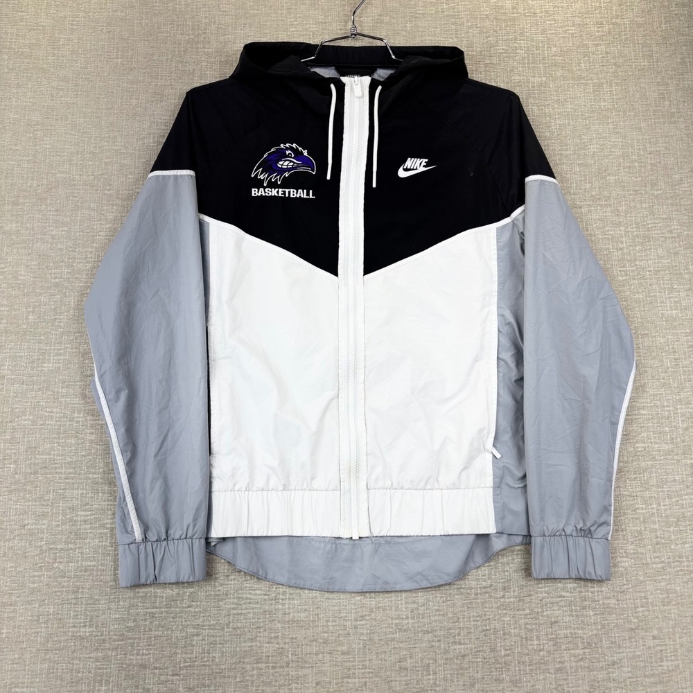 Nike Windrunner Basketball Jacket Mens Large Black White Grey Colorblock Hooded